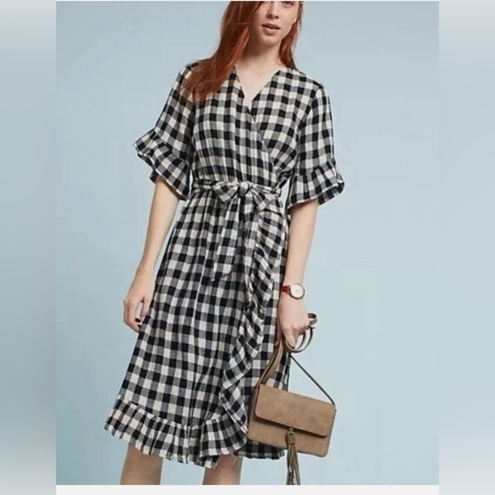 Anthropologie Dress Women’s Size XS Isabella Sinclair Mildred Gingham Wrap